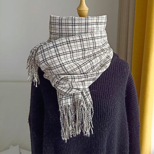 Women's & Men's Korean Style Winter Cashmere Vintage Plaid Scarfs