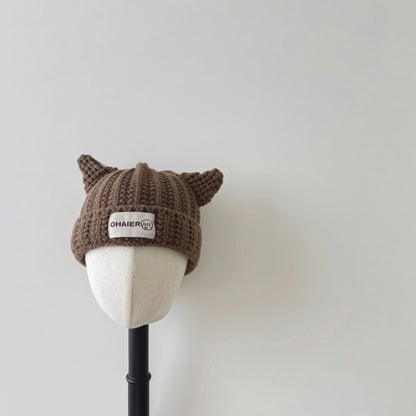 Children's Hat Cute Horn Warm Knitted Wool Kids' Headwear