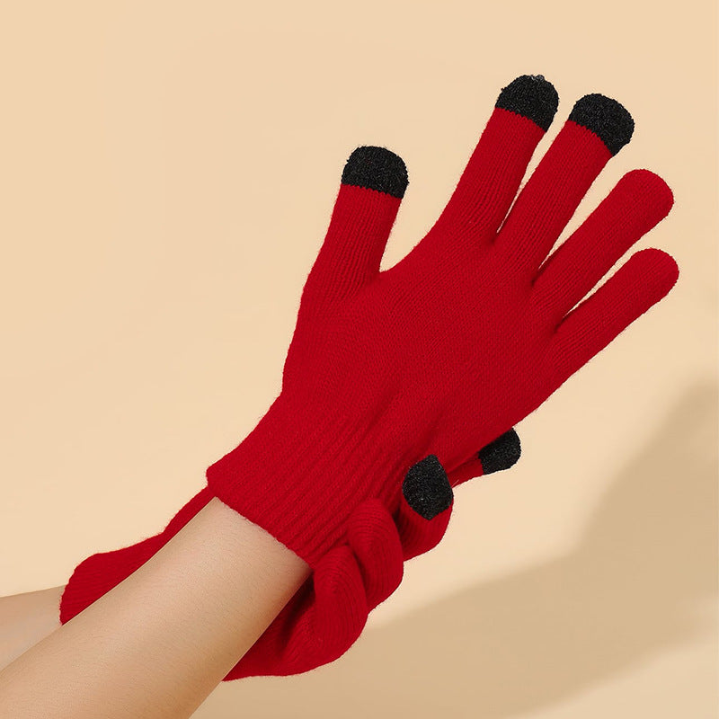 Touch Screen Fleece-lined Warm Unisex Solid Gloves