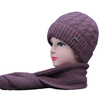 Women's Knitted Hat Suit Mother Woolen Warm Scarfs