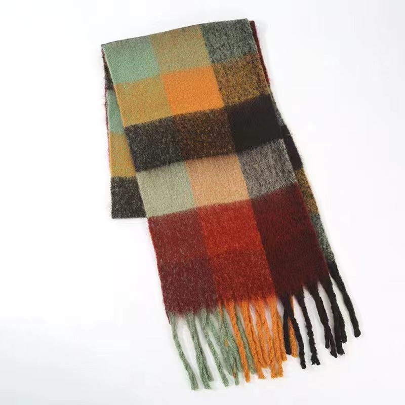 Women's Yu Thick Warm Korean Plaid Shawl Scarfs