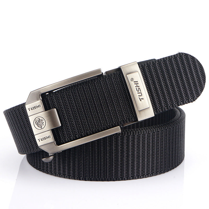 Toothless Automatic Buckle Woven Thick Nylon Canvas Belts