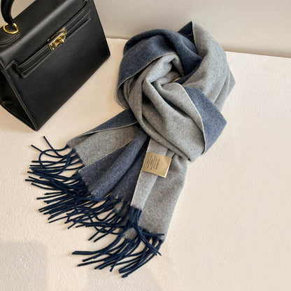 Men's Australia Solid Color Simple Double-sided Wool Female Winter Scarfs