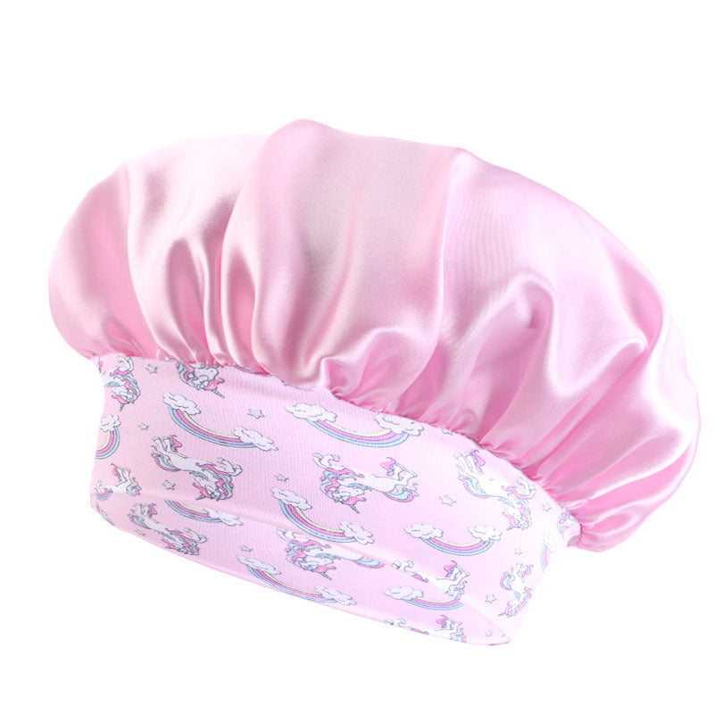 Children's Printed Wide-brimmed Headband Satin Round Nightcap Kids' Headwear