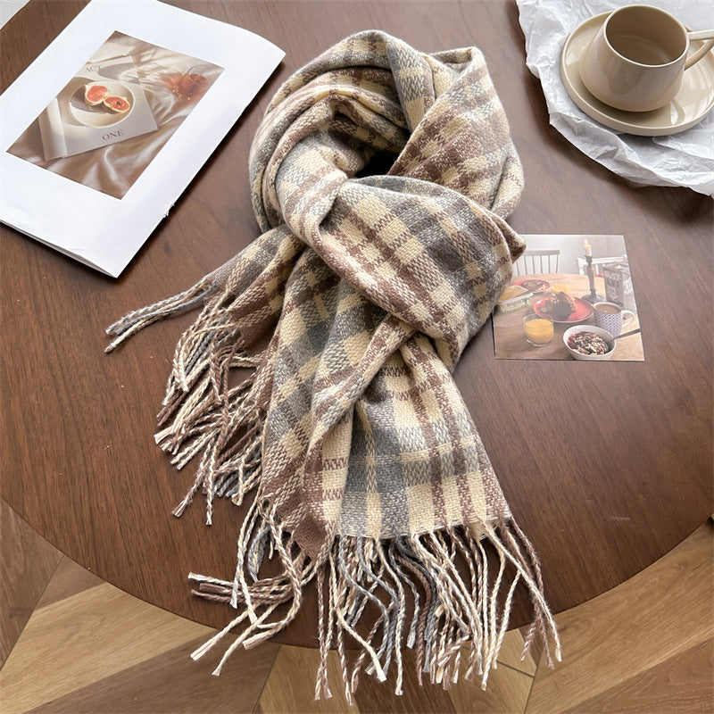 Style Plaid Winter Male Female Thickened Scarfs