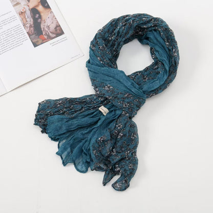 Women's Twist Pleated Simple Korean Floral Shawl Scarfs