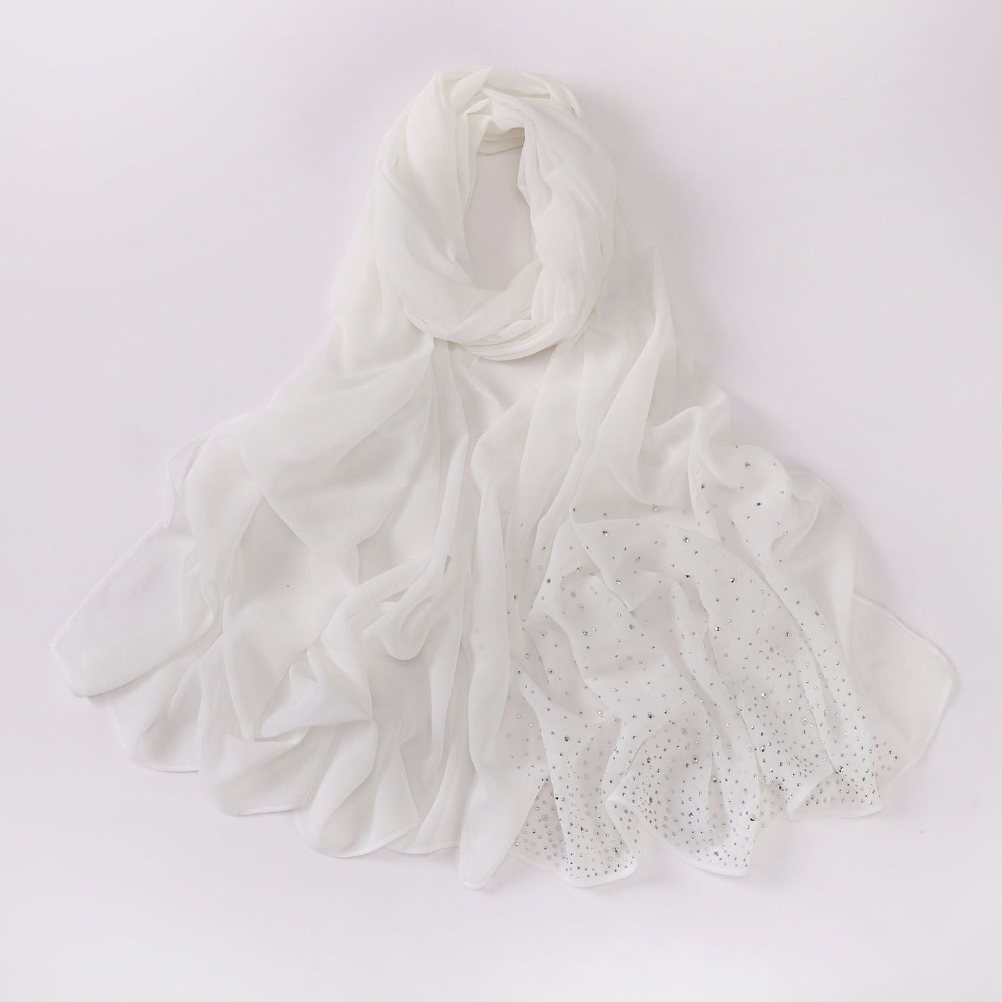 Irregular Starry Rhinestone Chiffon Hui Indonesian Scarfs