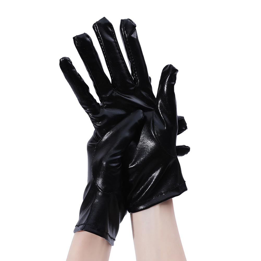 Skin Play Punk Short Patent Leather Gloves