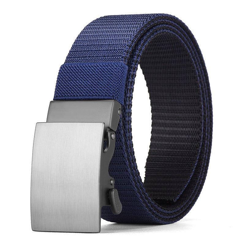 Men's Canvas Alloy Buckle Automatic Pant Business Outdoor Tactics Belts