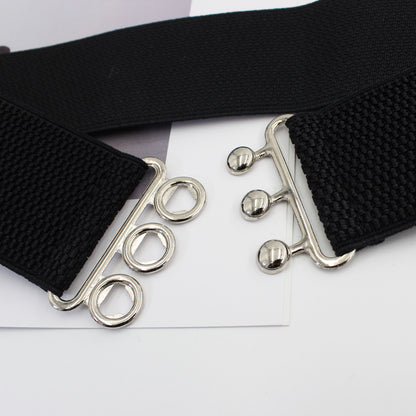 Women's Elastic Pair Of Buckles Dress Decorative Belts