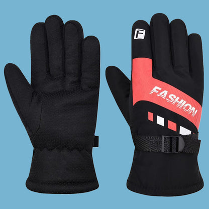 Men's Fleece Lined Padded Warm Keeping Ski Riding Gloves