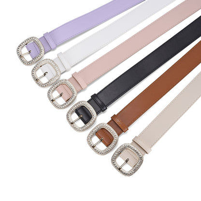 Fashion Square Buckle Rhinestone Inlaid Ladies Versatile Belts