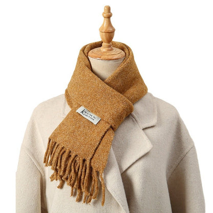 Women's & Men's Style Winter High-grade Wool With Coat Solid Color Knitted Scarfs