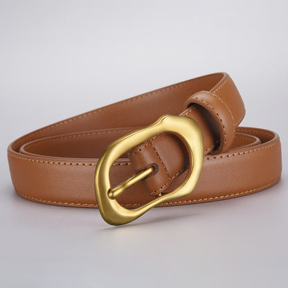 Women's Summer Pin Buckle Genuine Leather Thin Belts