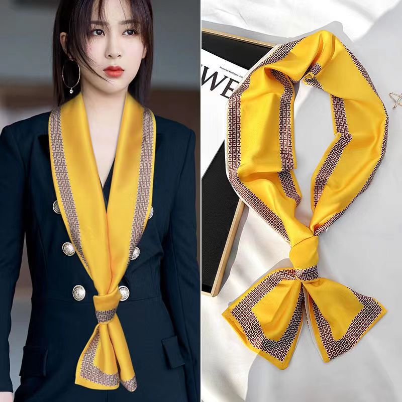 Women's Fashion Small Hair Band Shirt Matching Handy Scarfs