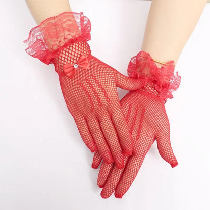 Women's Thin Mesh Summer Sexy Black Elastic Gloves