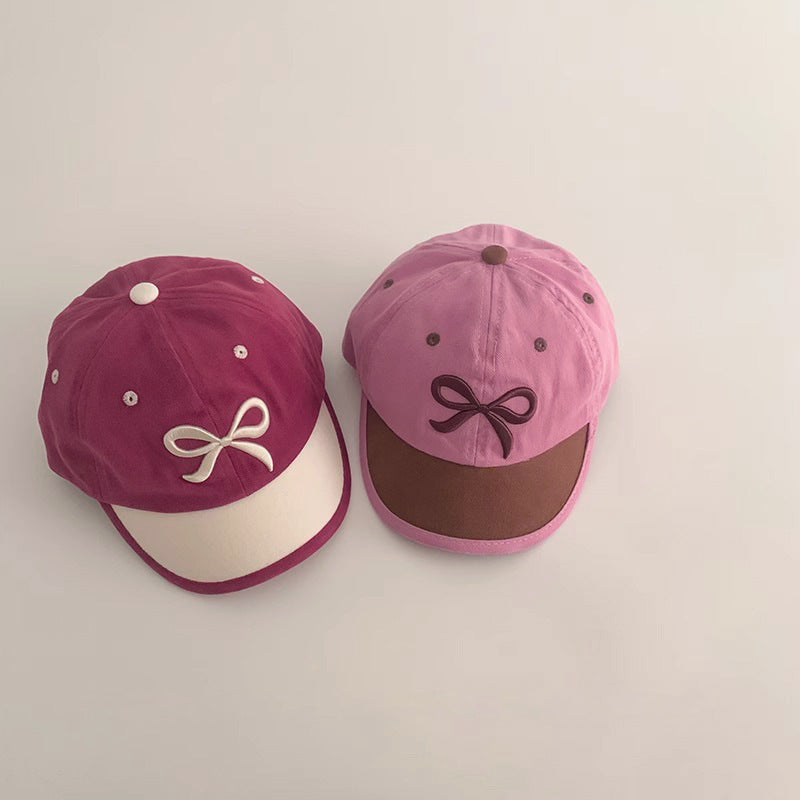 Children's Autumn South Hat Personality Short Brim Baseball Embroidered Bow Kids' Headwear