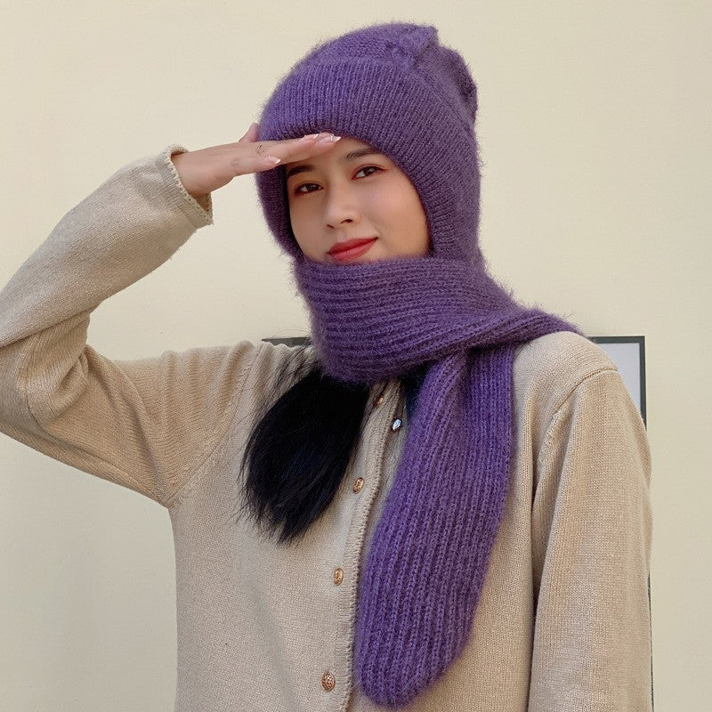 Female Thermal Knitting Wool Snow Riding Hats & Caps