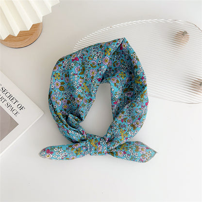 Women's Linen Small Square Towel Silk Artistic Scarfs