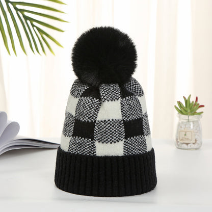 Women's Korean Warm Hat Fresh Literature Art Plaid Hats & Caps