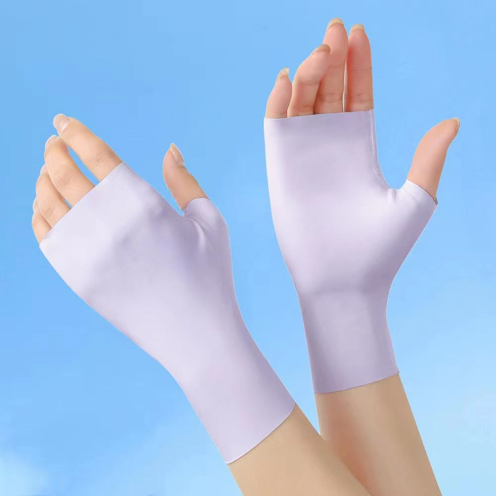 Protection Half Finger Silk Ice Uv Nail Riding Sports Gloves