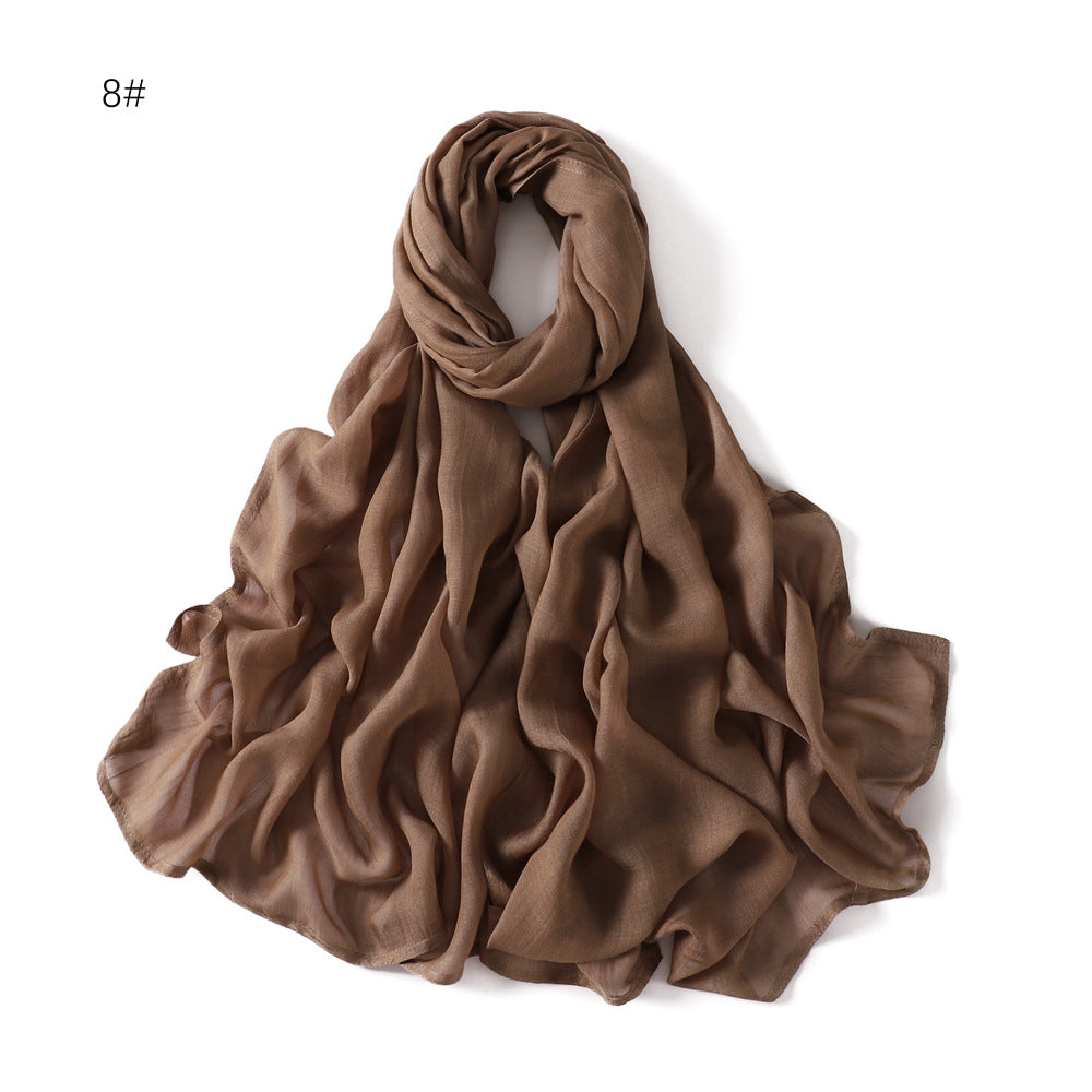 Wide Brim Thin Modal Monochrome Rayon Breathable Shawl Cotton Scarfs