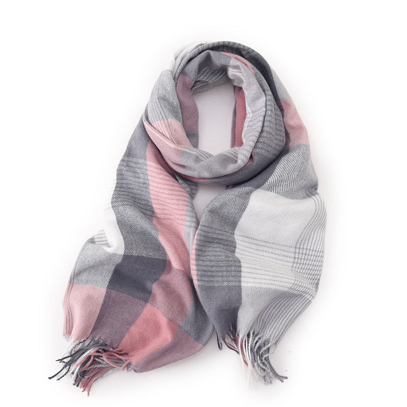 Plaid Tassel Dopamine Shawl Warm Thickened Sky Scarfs