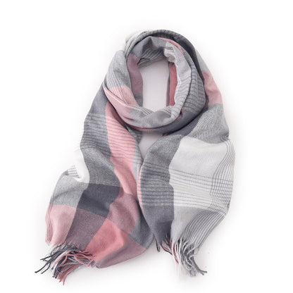 Plaid Tassel Dopamine Shawl Warm Thickened Sky Scarfs