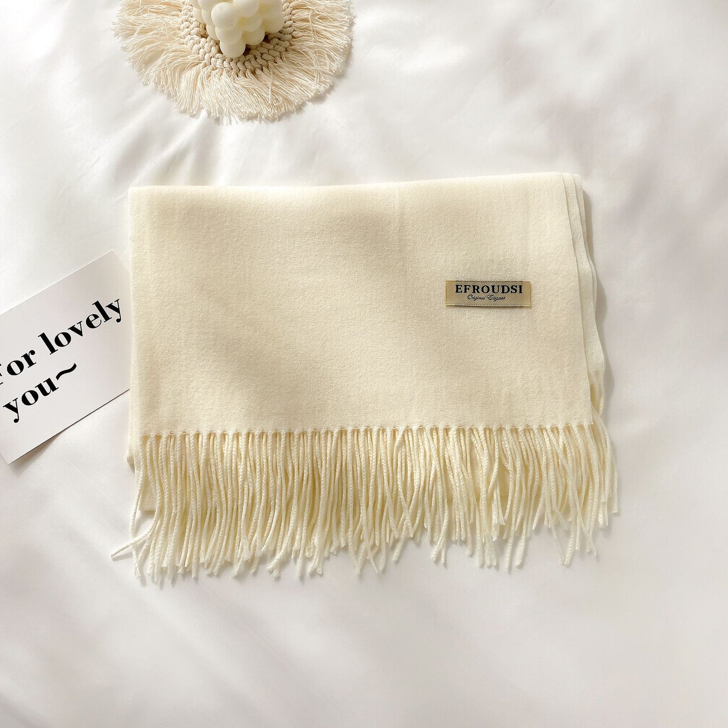 Solid Color Female Tassel Cashmere Winter Air Conditioning Scarfs