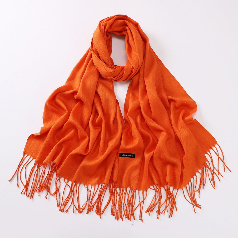 Imitation Cashmere Solid Color Long Warm Scarfs