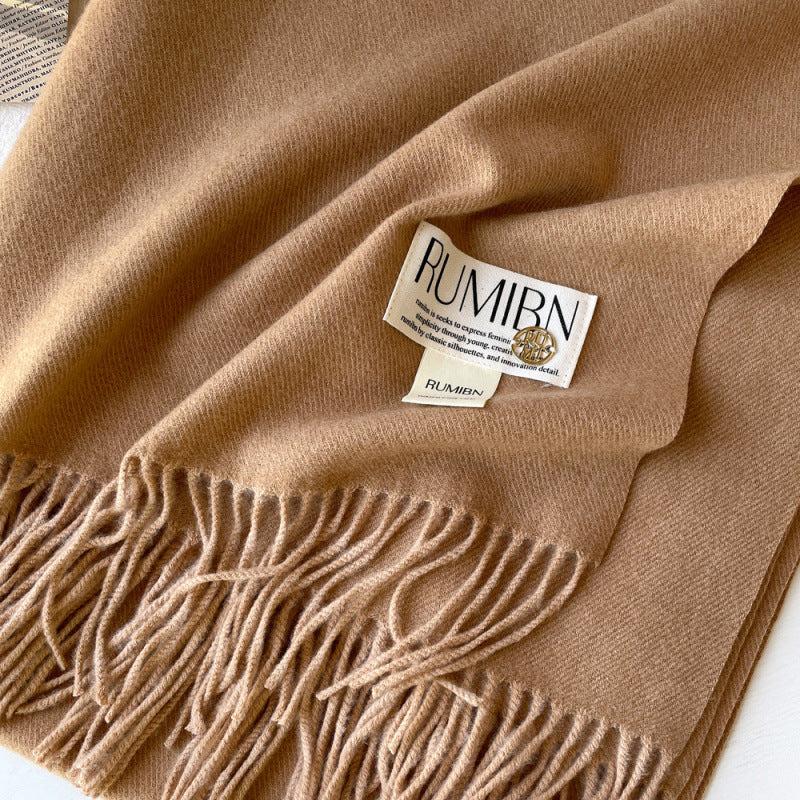 Women's Cashmere Metal Label Shawl High-grade Loose Feeling Scarfs