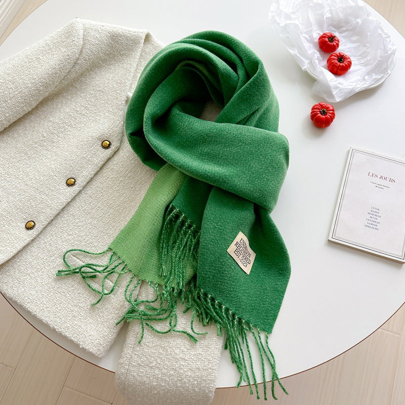 Women's Korean Double-sided Artificial Cashmere Pure Color Warm Scarfs