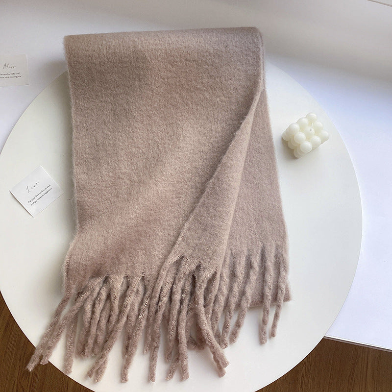 Fluffy Idle Style Solid Color Large Scarfs