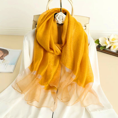 Women's Solid Color Fashionable Mulberry Silk Long Scarfs