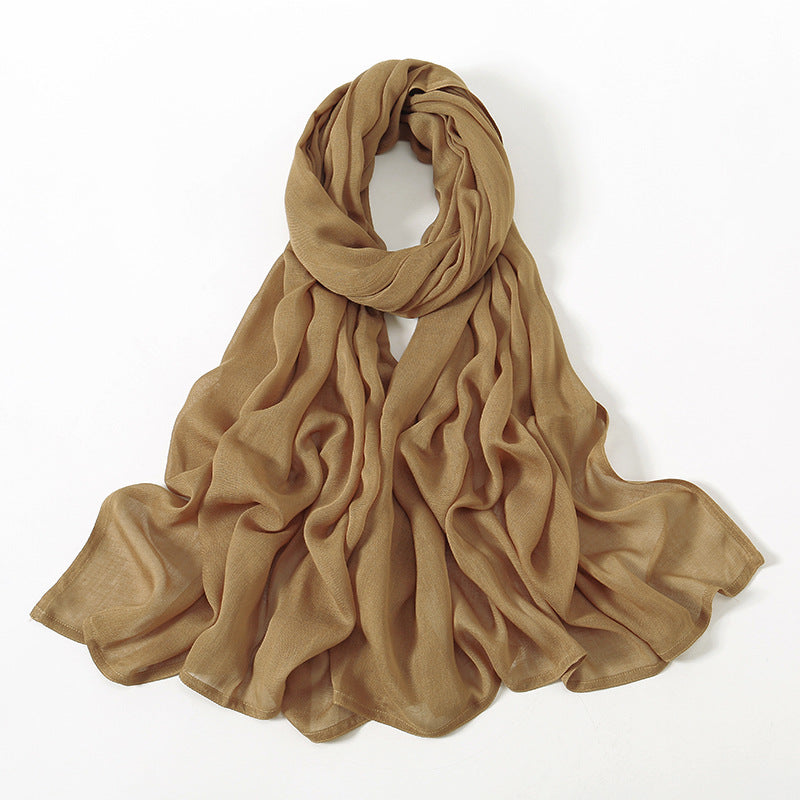 Malay Indonesian Rayon Monochrome Wide-brimmed Thin Scarfs