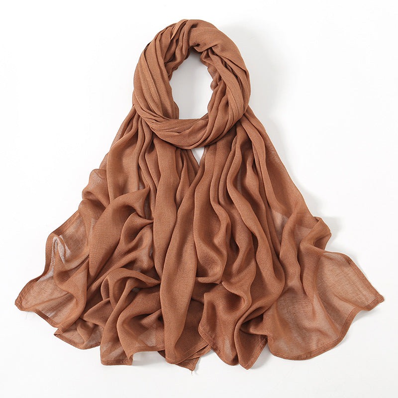 Malay Indonesian Rayon Monochrome Wide-brimmed Thin Scarfs