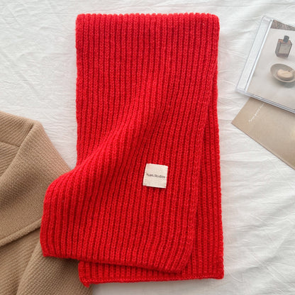 Solid Color Knitted Wool For Male Female Scarfs