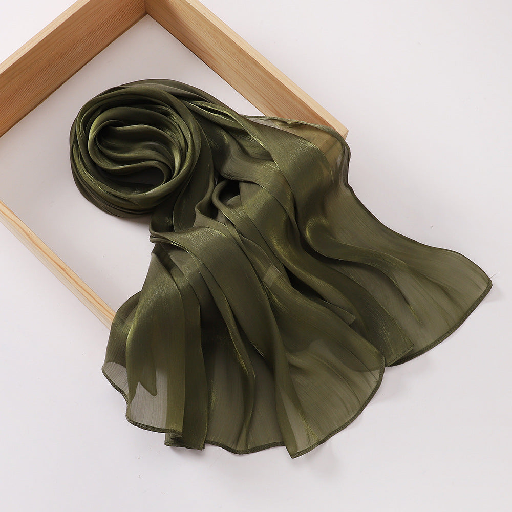 Breathable Cool Island Satin Smooth Crepe Malaysia Scarfs