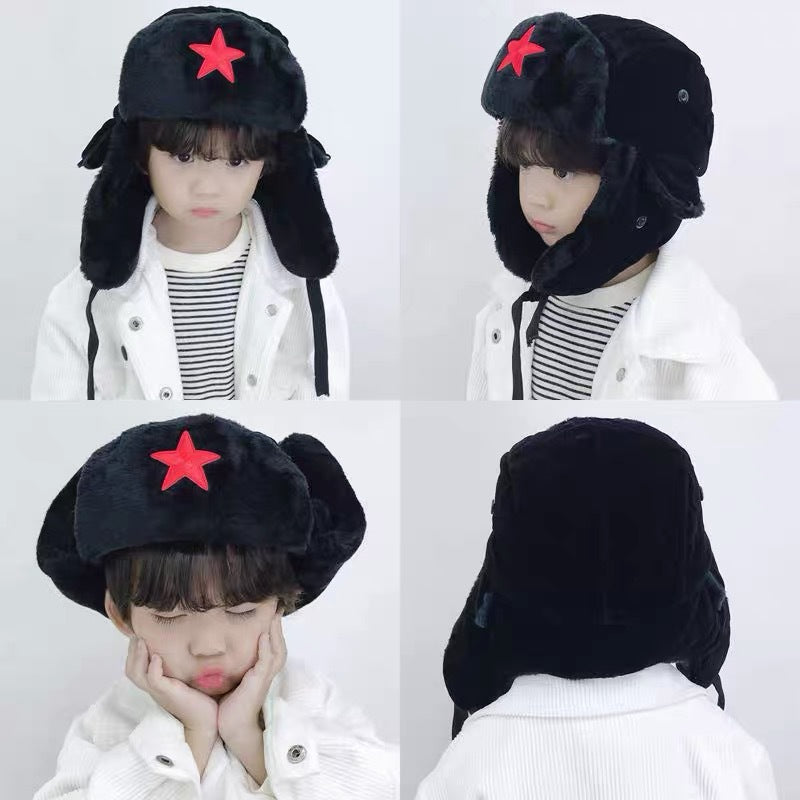 Women's & Men's Five-pointed Star Earmuffs Hat Fleece-lined Thickened Kids' Headwear