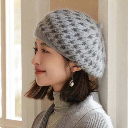 Women's Trendy Rabbit Fur Knitted Hat Korean Hats & Caps