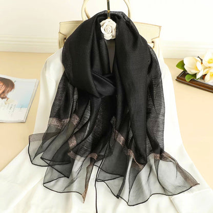 Women's Solid Color Fashionable Mulberry Silk Long Scarfs