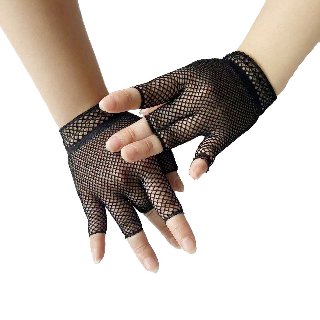 Fishnet Hot Summer High Black White Gloves