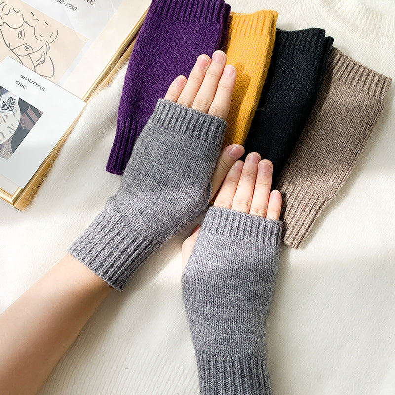 Women's Knitted Half Winter Fingerless Cute Finger Gloves