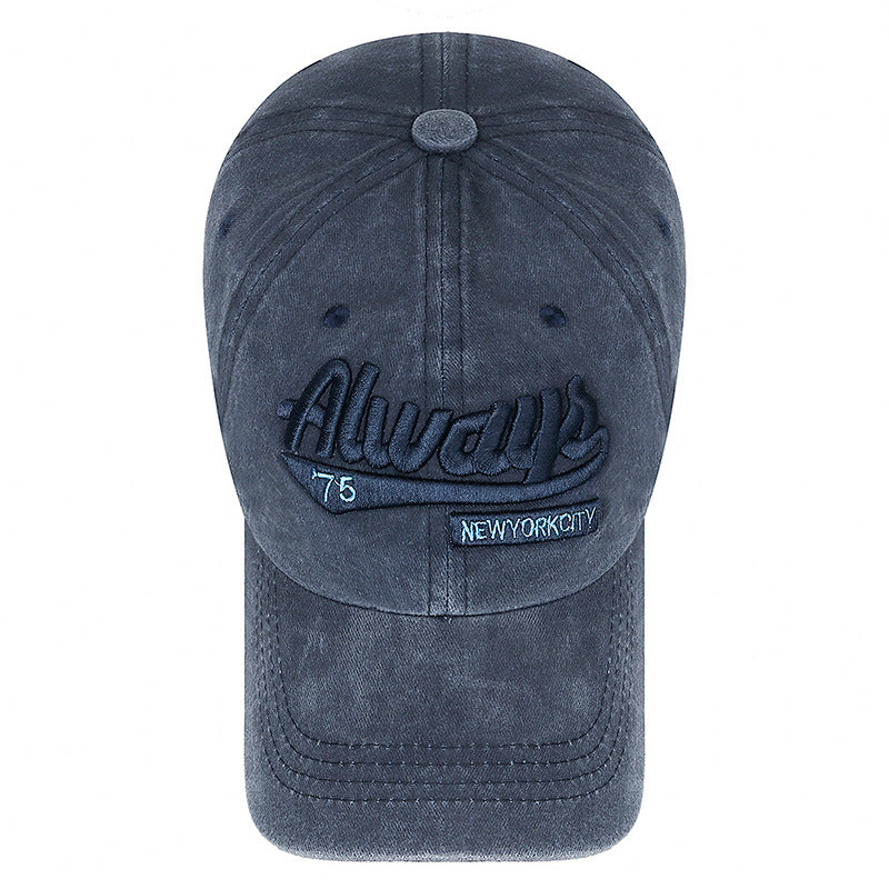 Men's Three-dimensional Embroidery Soft Washed Cotton Distressed Hat Letters Trendy Hats & Caps