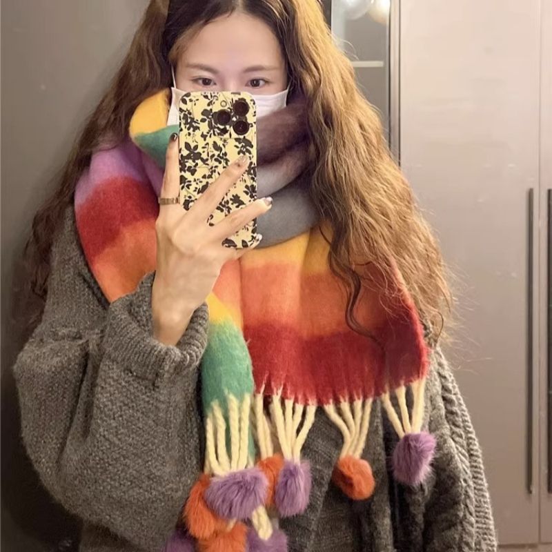 Women's Winter Korean Style Thickened Warm Shawl Scarfs