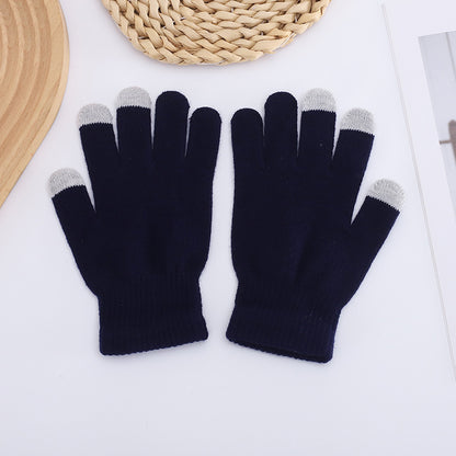 Touch Screen Candy Color Knitted Outdoor Office Gloves