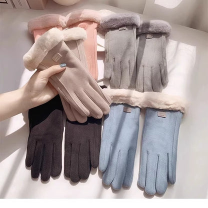 Women's Fleece Lined Padded Warm Keeping Cute Gloves