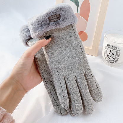 Women's For Winter Fleece-lined Thick Suede Touch Gloves