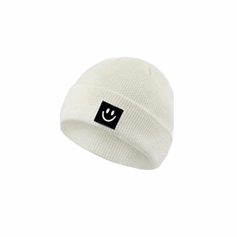 Children's Woolen Embroidered Smiley Knitted Hat Alphabet Kids' Headwear