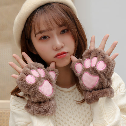 For Female Cartoon Veet Thickening Thermal Gloves